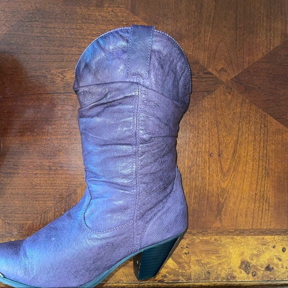 Dingo, Purple leather western style slouch boots size 6 Steel Toe - Picture 6 of 9